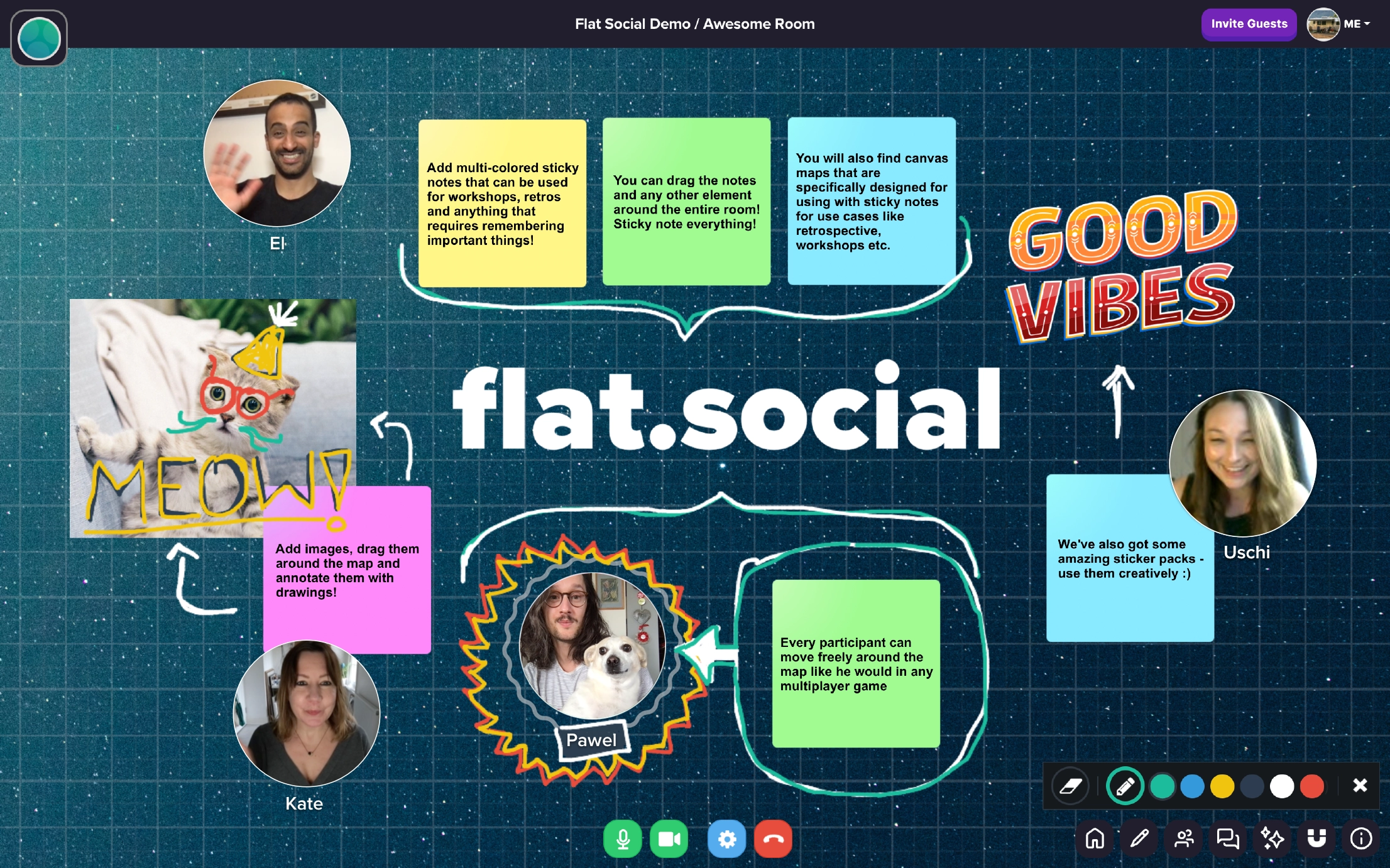 flat.social is built like a multi-player game gif